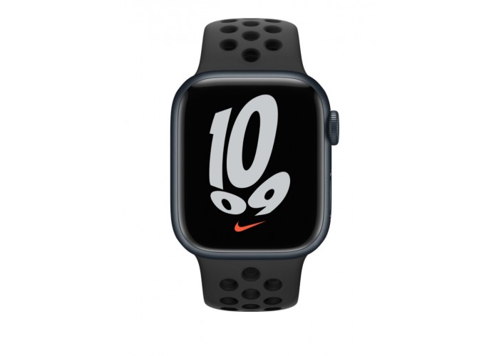 Часы Apple Watch Series 7 GPS 45mm Aluminum Case with Nike Sport Band (Темная ночь/Антрацитовый/Черный) MKNC3