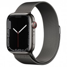 Часы Apple Watch Series 7 GPS + Cellular 41 мм, корпус нержавеющая сталь «серый космос», миланский сетчатый браслет «серый космос»