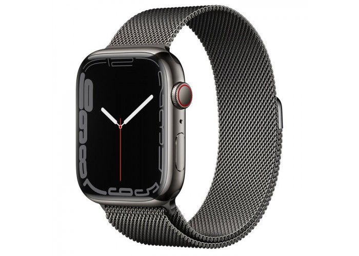 Часы Apple Watch Series 7 GPS + Cellular 45 мм, корпус нержавеющая сталь «серый космос», миланский сетчатый браслет «серый космос»
