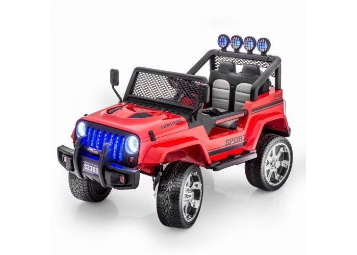 Двухместный полноприводный электромобиль Red Jeep 12V 2.4G - S2388